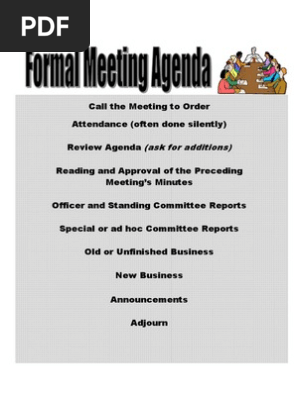 Meeting - Formal Agenda
