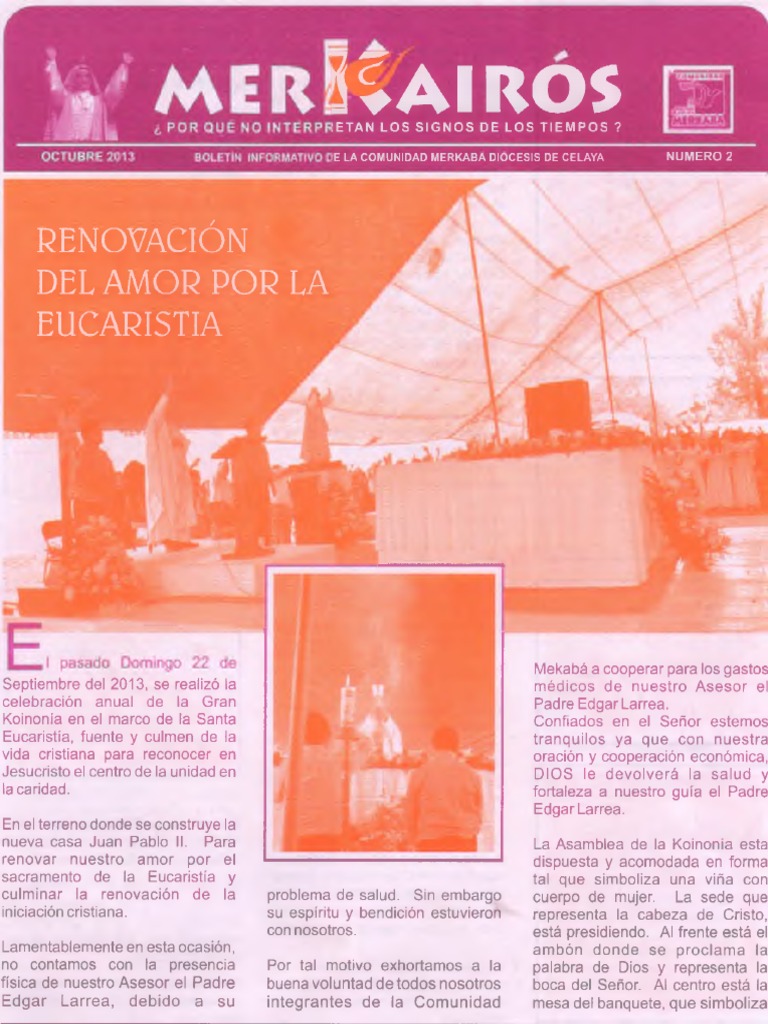 Merkairós Boletín Informativo Numero 2 de La Comunidad Merkabá Diócesis de  Celaya | PDF | eucaristía | Religiones religiosas