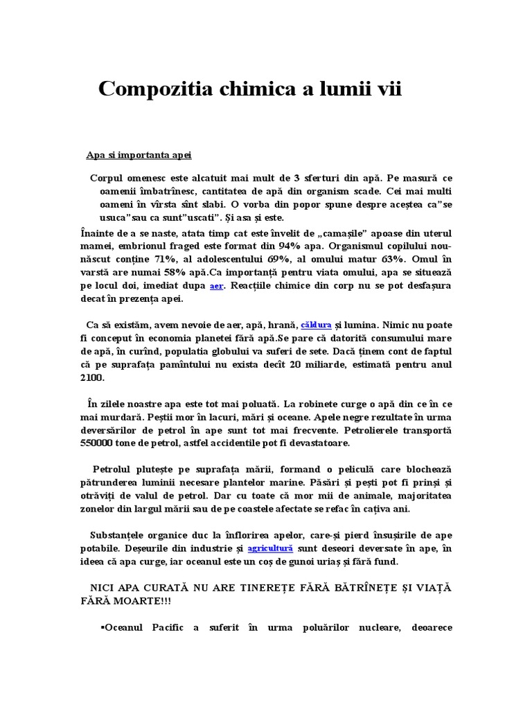 Compozitia Chimica A Lumii VII | PDF