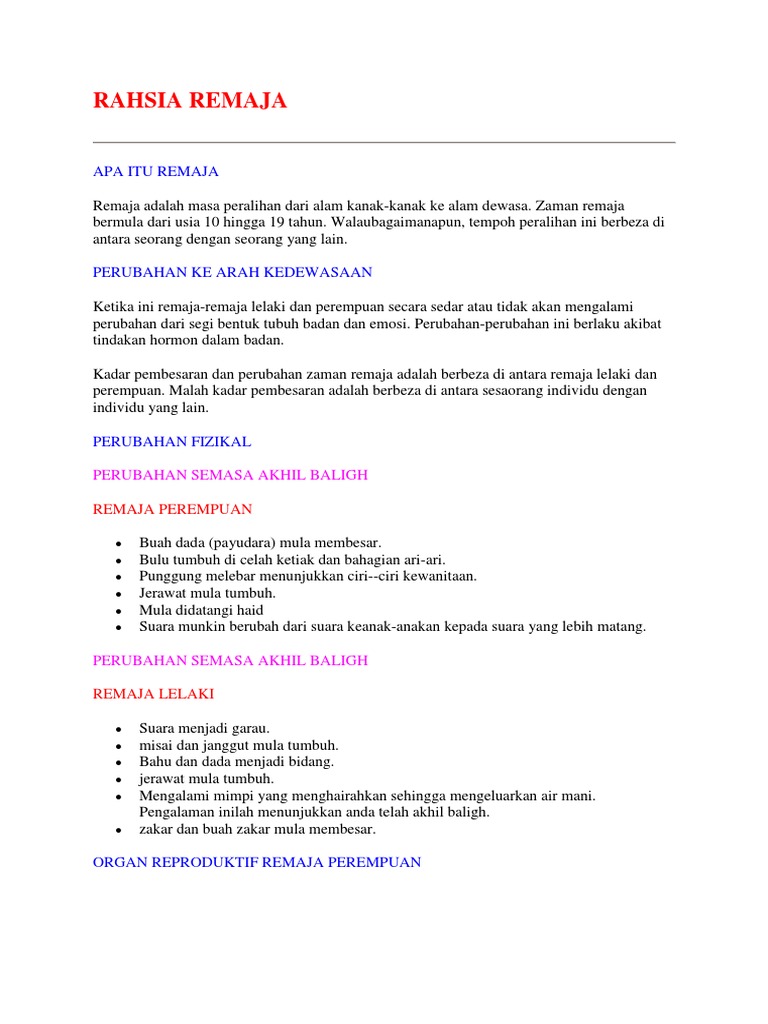 Rahsia Remaja Pdf