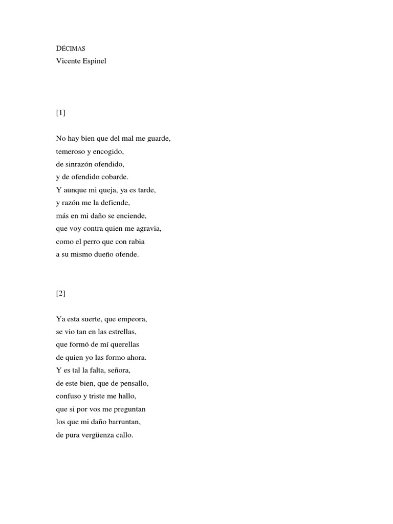 Décimas de Vicente Espinel | PDF | Cocina, comidas y vino