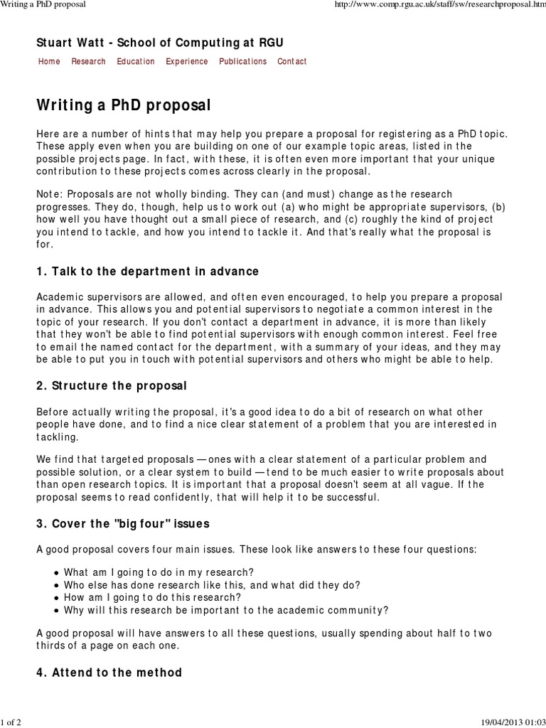 writing a research proposal phd