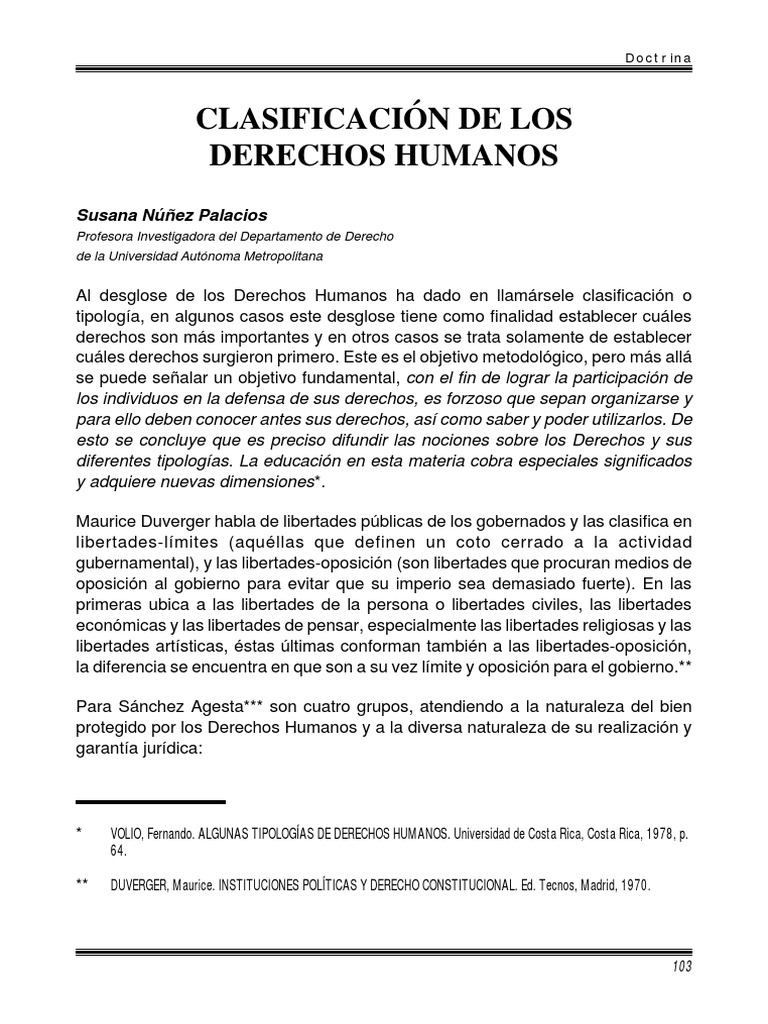 Clasificación de los Derechos Humanos | PDF | Derechos | Derechos ...