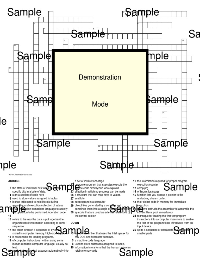 Crossword Puzzle on Assembly Language | PDF | Computer Program ...