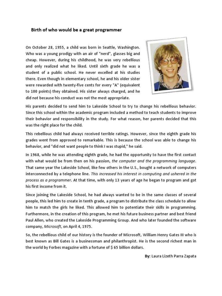 Bill Gates: Early Programming Journey | PDF | Behavior Modification ...