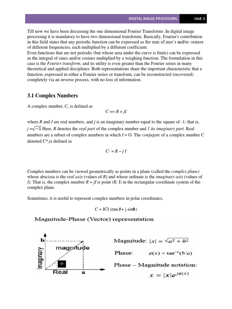 Dip Notes | PDF | Fourier Transform | Complex Number