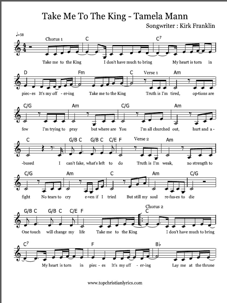 Take Me to the King by Tamela Mann sheet music