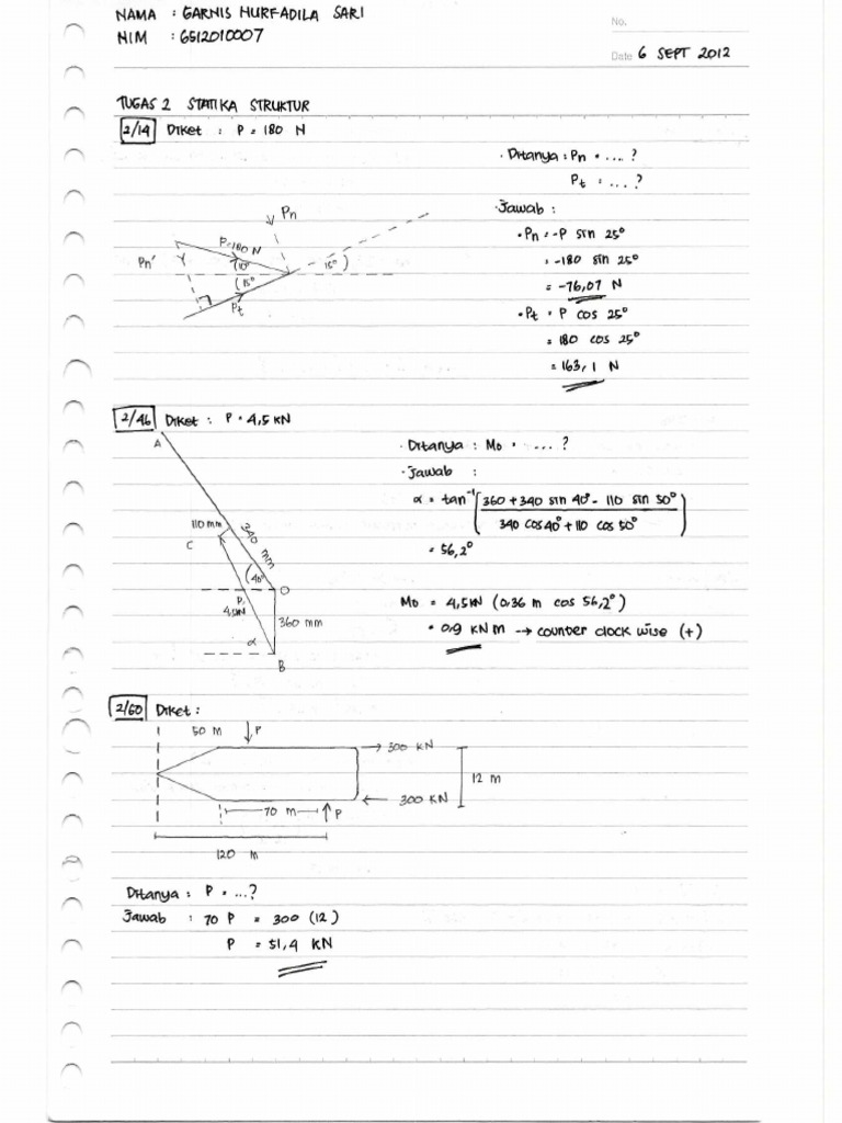 Contoh Soal Statika Struktur Gaya Dan Momen