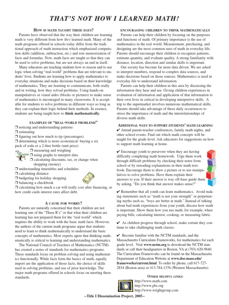 Thinking Mathematically - ForParents PDF | PDF | National Council Of ...