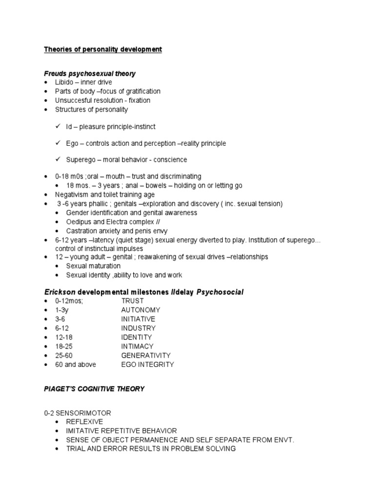 Theories of Personality Development | PDF | Psychological Theories | Id