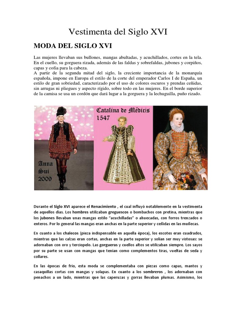 Moda y Vestimenta del Siglo XVI | PDF | Apariencia humana | Ropa