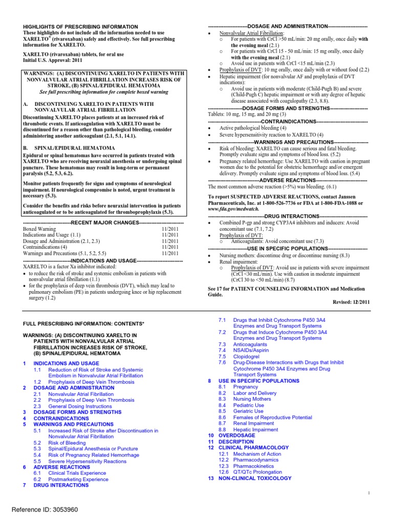 Xarelto.pdf Stroke Thrombosis