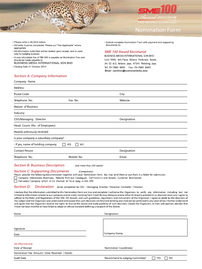 Nominationform 2013 PDF | PDF