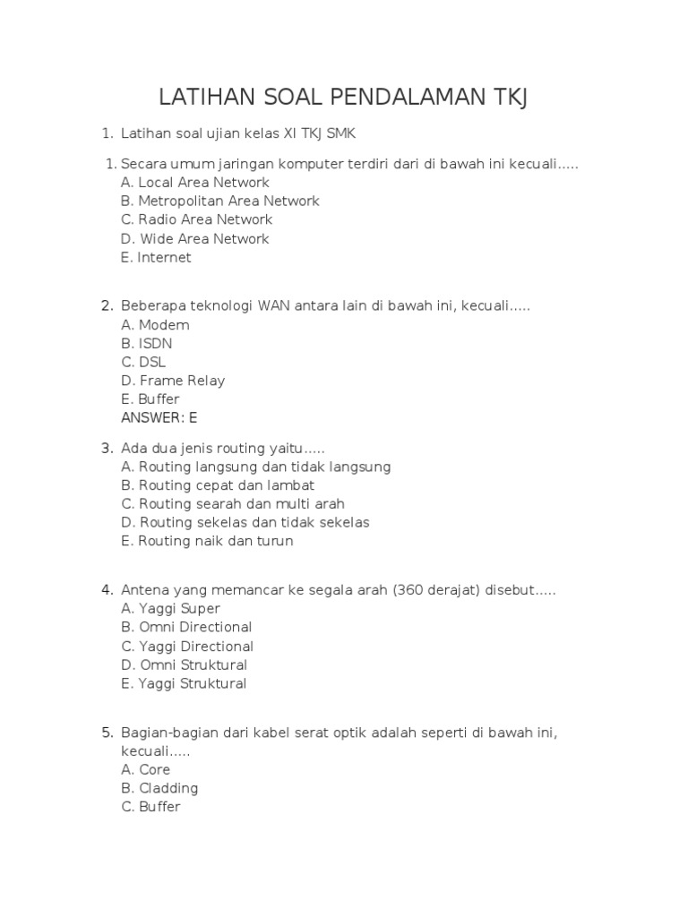 Latihan soal ujian kelas XI TKJ SMK.doc