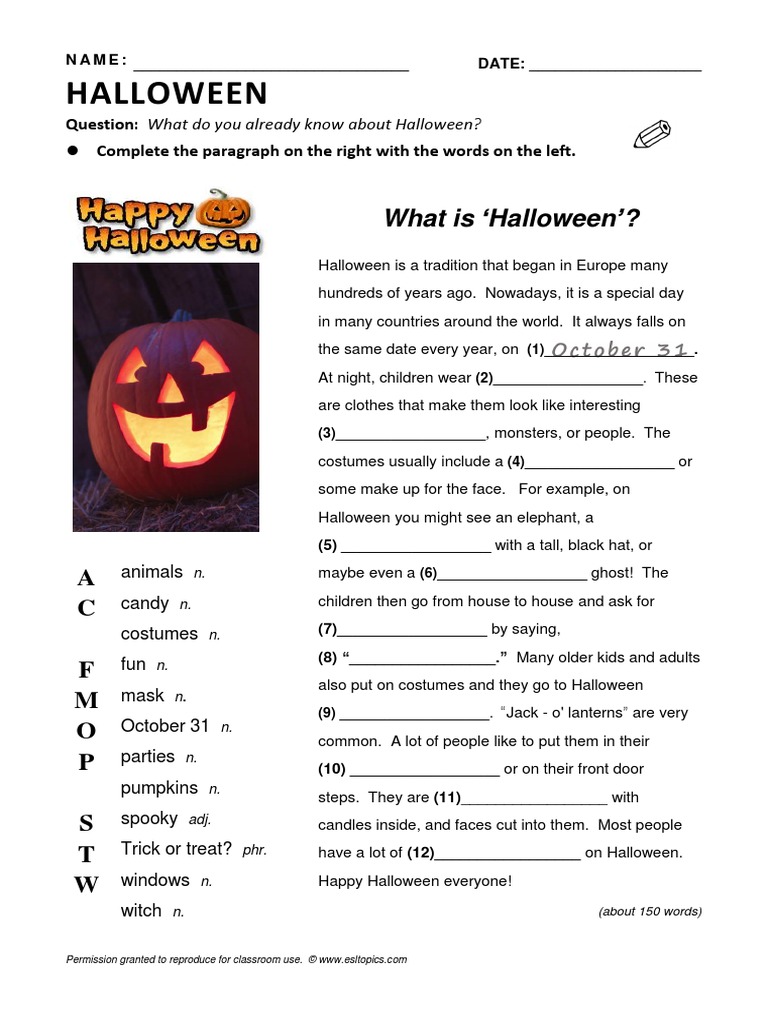 halloween lesson Halloween Trick Or Treating