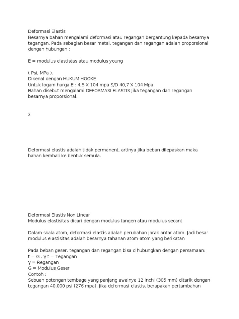 Deformasi Elastis | PDF