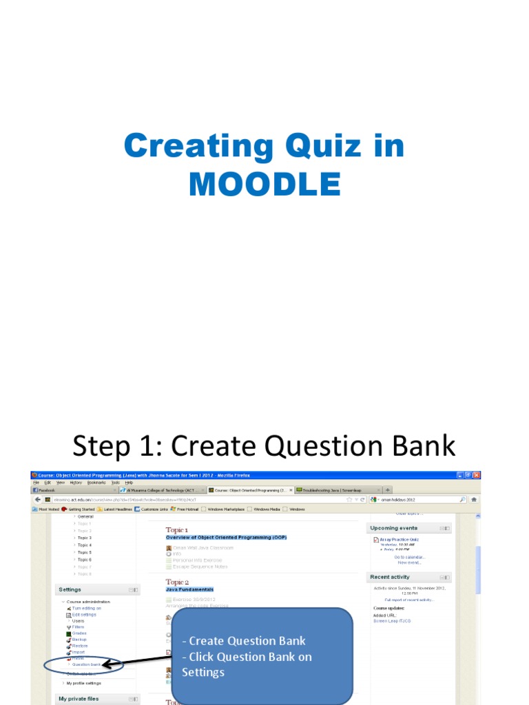 Moodle Quiz Multiple Choice