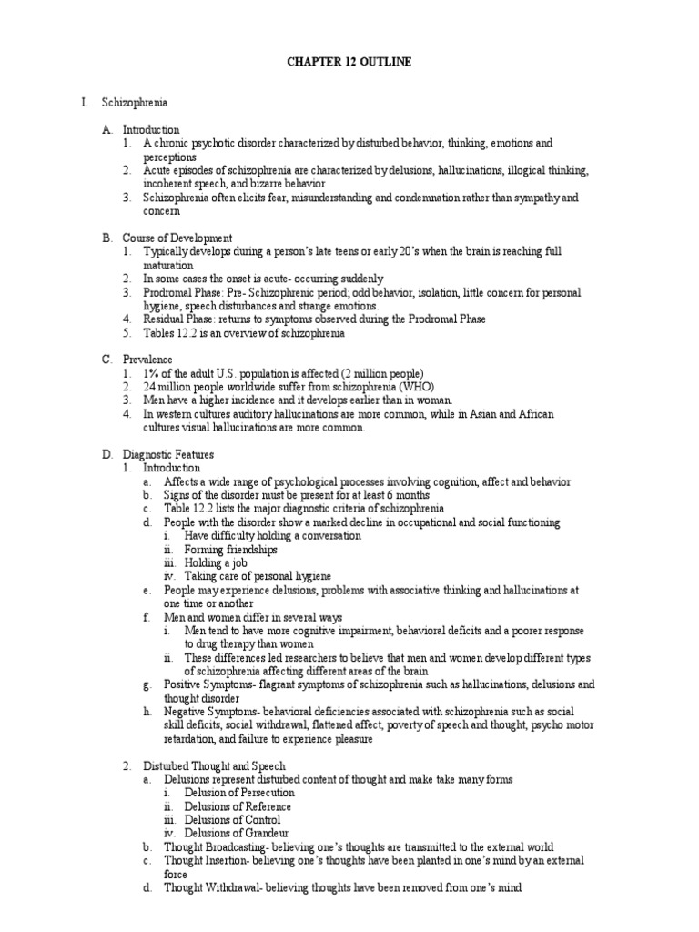 Schizophrenia outline image