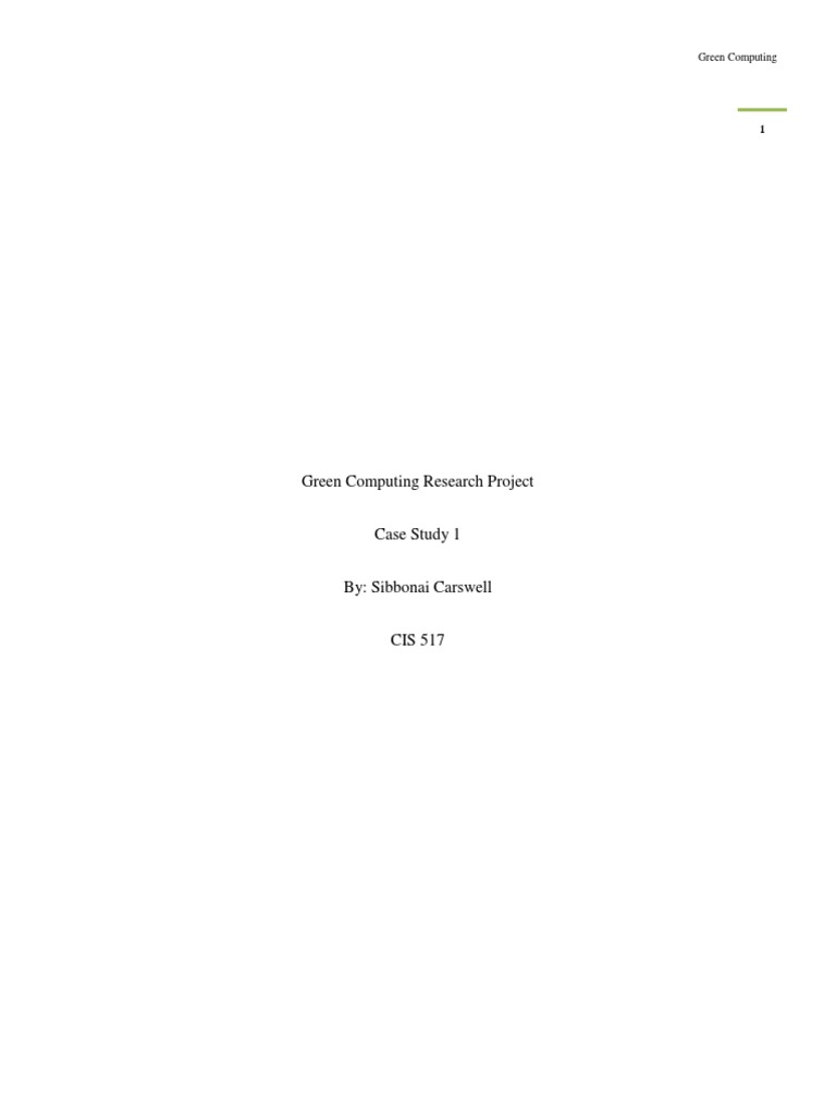 Green Computing Research Project Overview | PDF | Project Manager ...