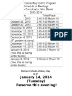 Gate Program-Schedule of Meetings