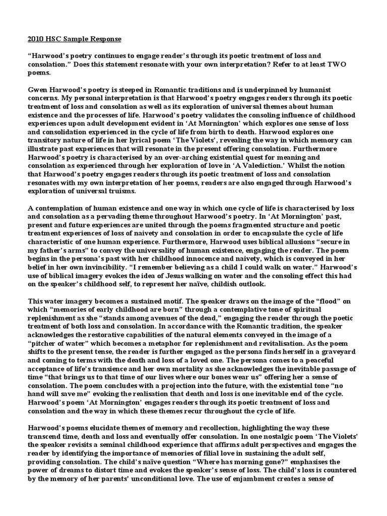 How is the complexity of the human experience presented in gwen harwood the violets picture