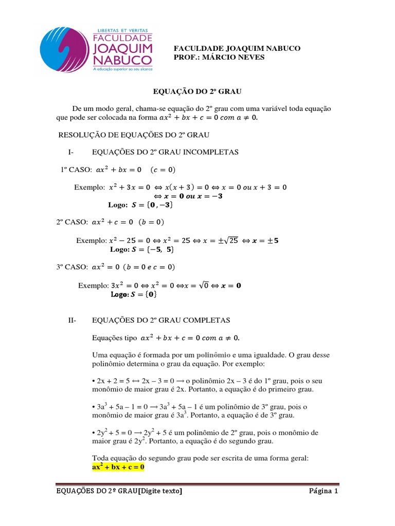 Equações do 2º Grau - III - Racha Cuca