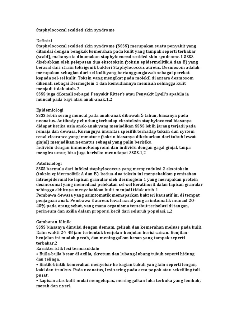 Staphylococcal Scalded Skin Syndrom (SSSS) | PDF