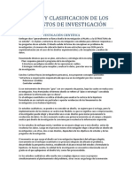 DISEÑO Y CLASIFICACION DE LOS PROYESTOS DE INVESTIGACIÓN