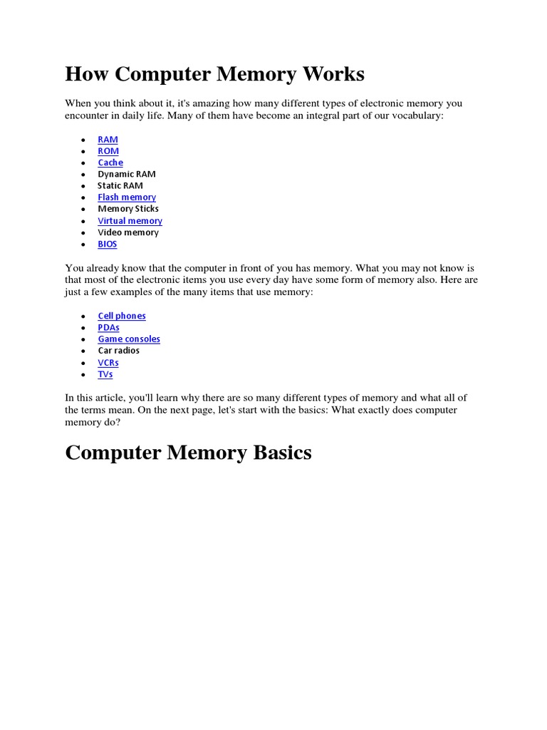 How Computer Memory Works | PDF