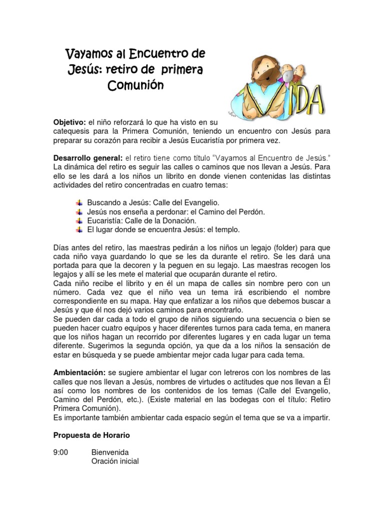 Retiro espiritual para niños de 1ra comunion