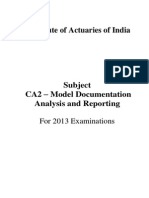Institute of Actuaries of India: Subject CA2 - Model Documentation Analysis and Reporting