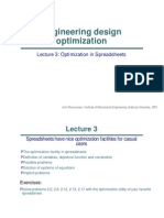 Engineering Design Optimization: Lecture 3: Optimization in Spreadsheets
