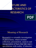 NATURE AND CHARACTERISTICS OF RESEARCH