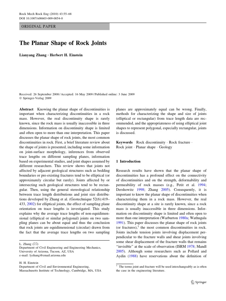 Planar Shapes of Rock Joints Explained | PDF | Ellipse | Rectangle