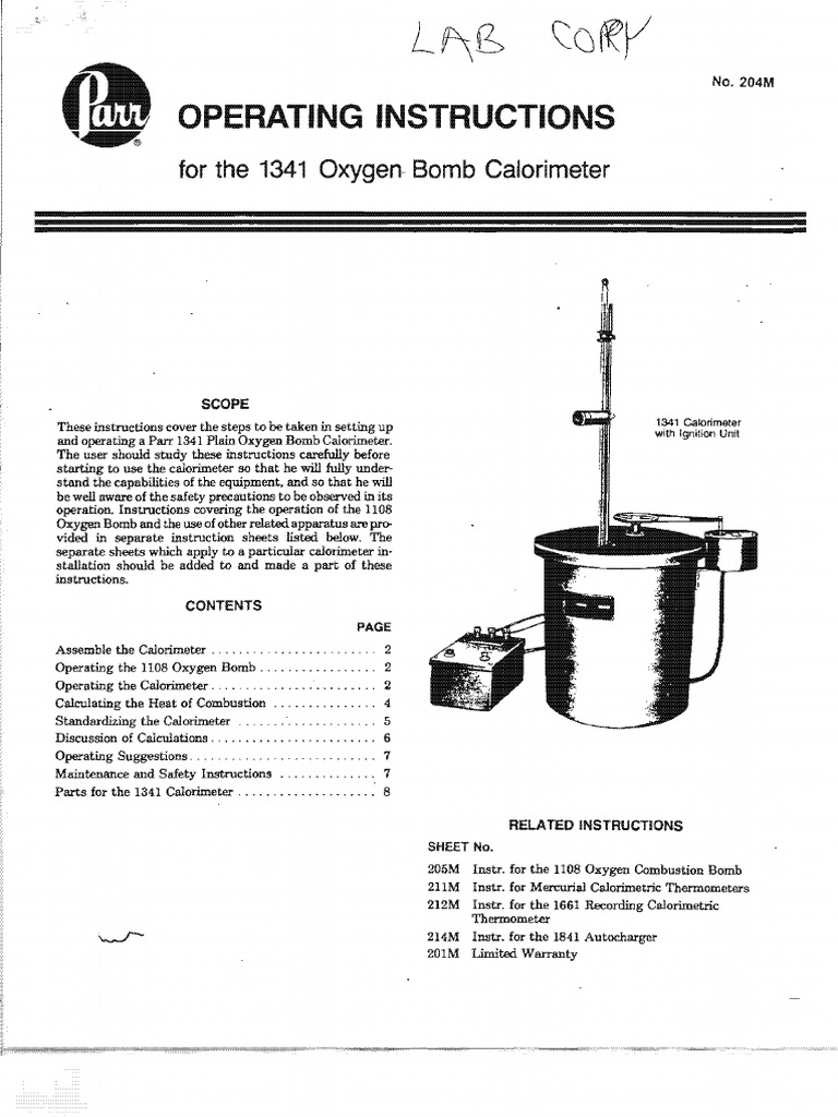 1341 Oxygen Bomb Calorimeter Manual.pdf Valve Branches Of