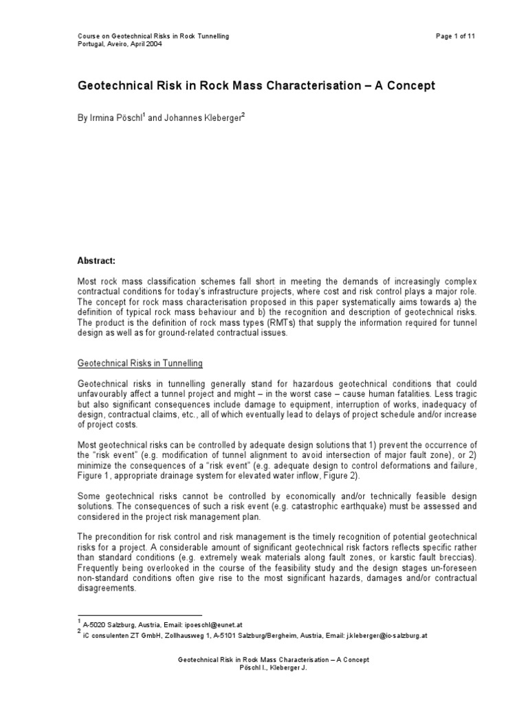 Geotechnical Risk in Rock Tunnelling | PDF | Geotechnical Engineering ...