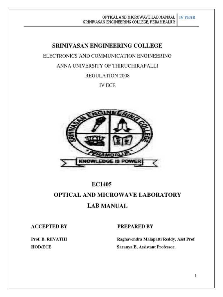 Optical and Microwave Lab Manual PDF PDF Optical Fiber Diode