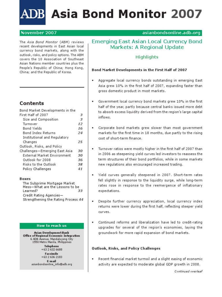 Asia Bond Monitor - November 2007 | PDF | Bond Market | Bonds (Finance)