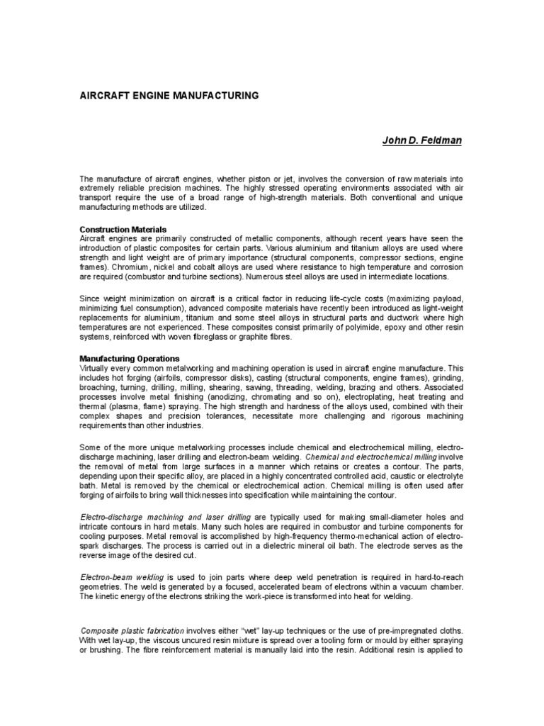 Aircraft Engine Plate Machining Methods | PDF | Composite Material ...