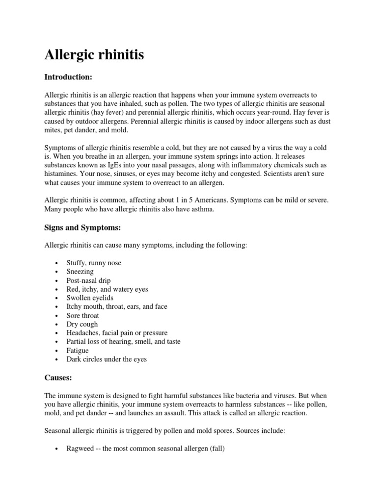 Allergic Rhinitis | PDF | Allergen | Allergy