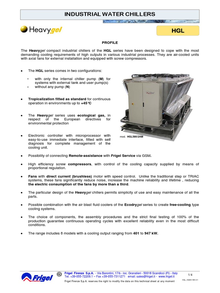 Frigel Water Chiller Pdf Mechanical Fan Refrigeration