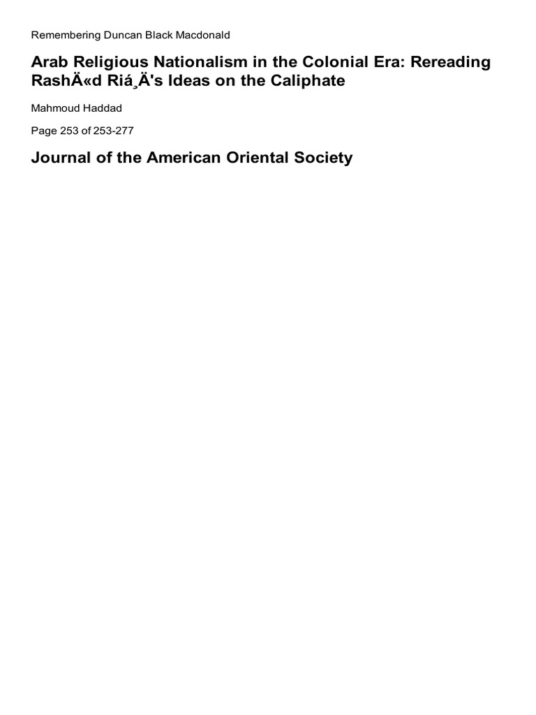 Arab Nationalism & Colonial Era | PDF