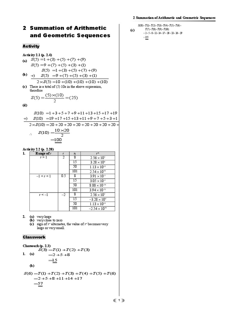 Summation of Sequences Overview | PDF | Summation | Mathematical Objects