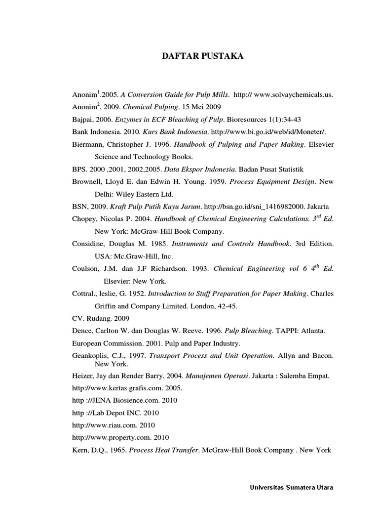 Referensi Format Daftar Pustaka | Pulp (Paper) | Papermaking
