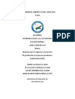 Relacion de La Empresa y Los Factores Productivos en El Proceso de Produccion