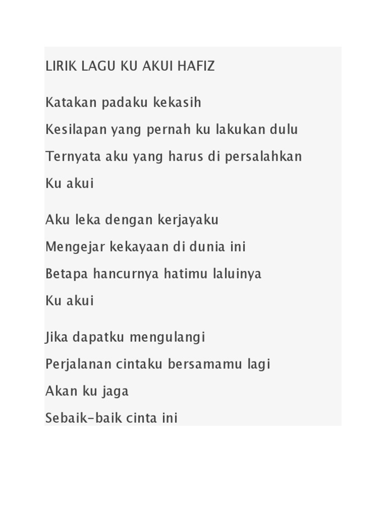 Lirik Lagu Aku Pelajari Mengenali Diri