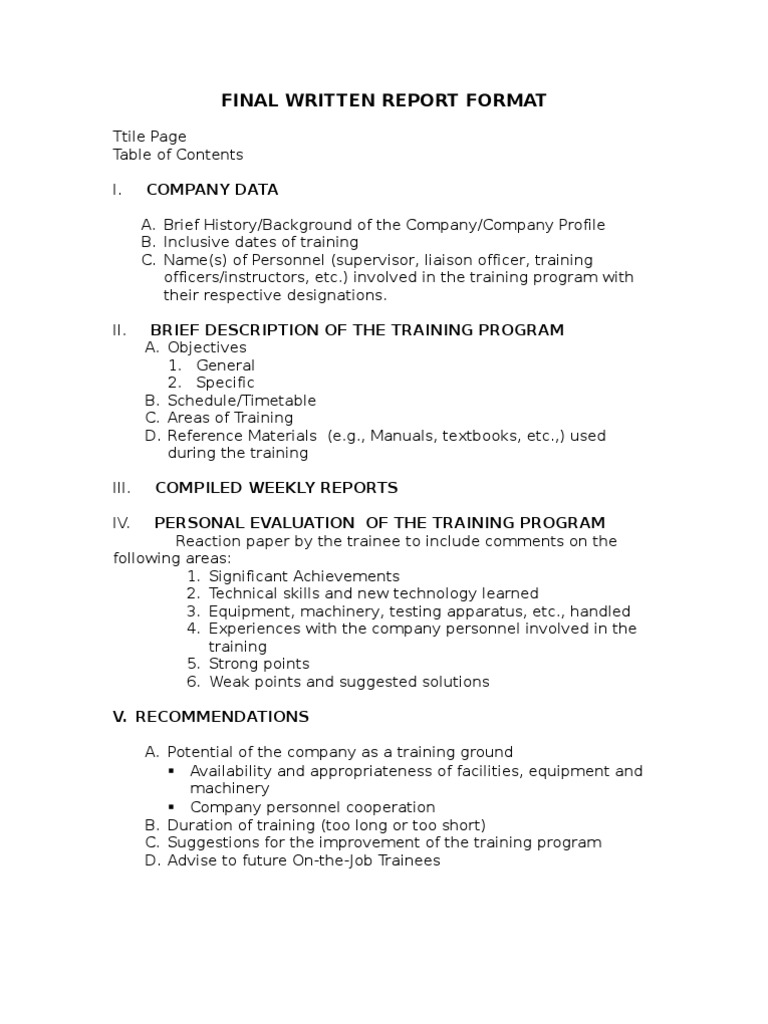 OJT Report Format and Guidelines | PDF