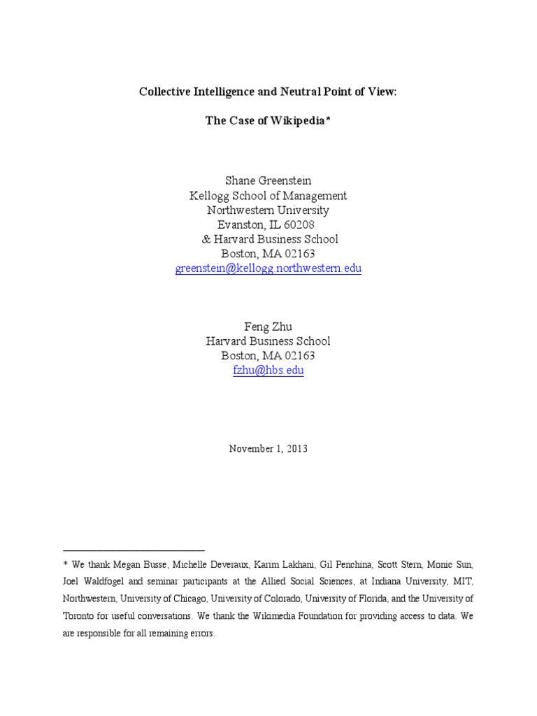 Collective Intelligence And Neutral Point Of View Wikipedia Wiki