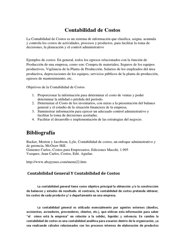 Guía Completa de Contabilidad de Costos | PDF | Costo | Contabilidad