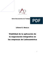 Liliana E. Gnazzo: Viabilidad de La Aplicación de La Negociación Integrativa en Las Empresas de Latinoamérica